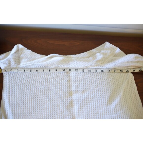 We The Free Free People waffle Off-Shoulder Thermal Tunic Top Ivory White Sz M - Picture 4 of 6